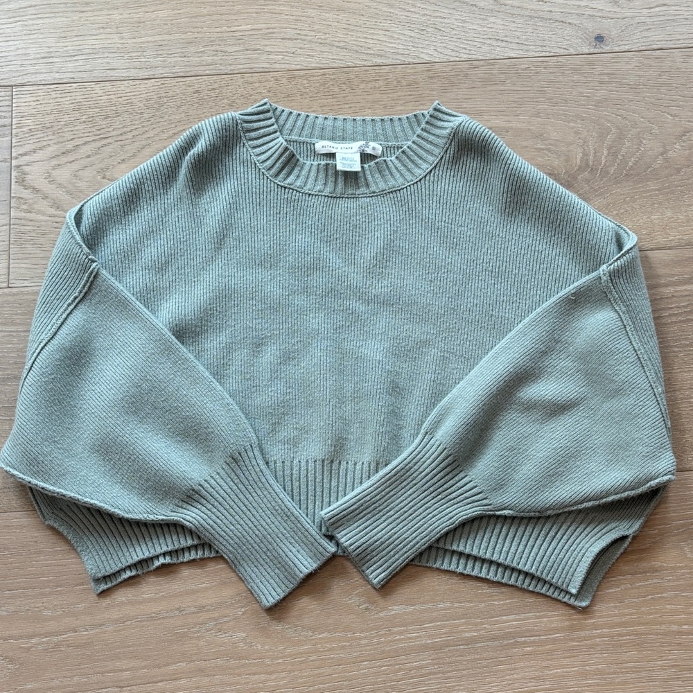 Altar'd State Sage Green Crew Neck Sweater